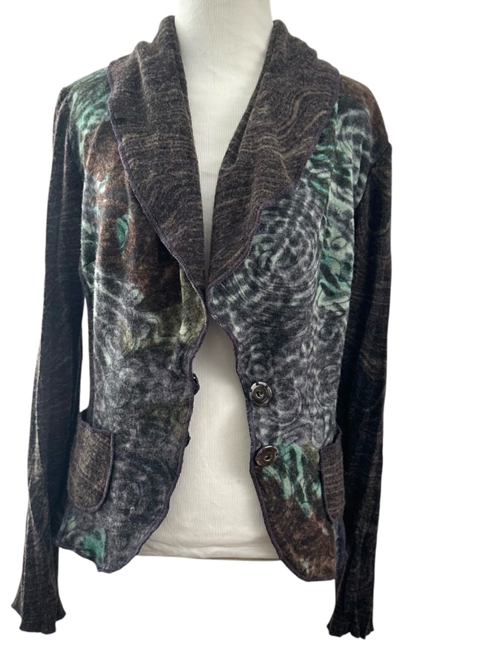Alberto Makali Y2K Abstract Pattern Cardigan Jacket